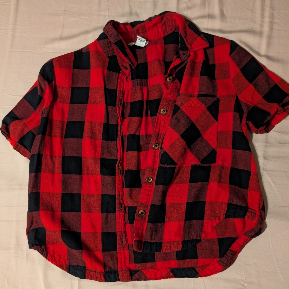 Forever 21 Button Down Plaid Crop Top